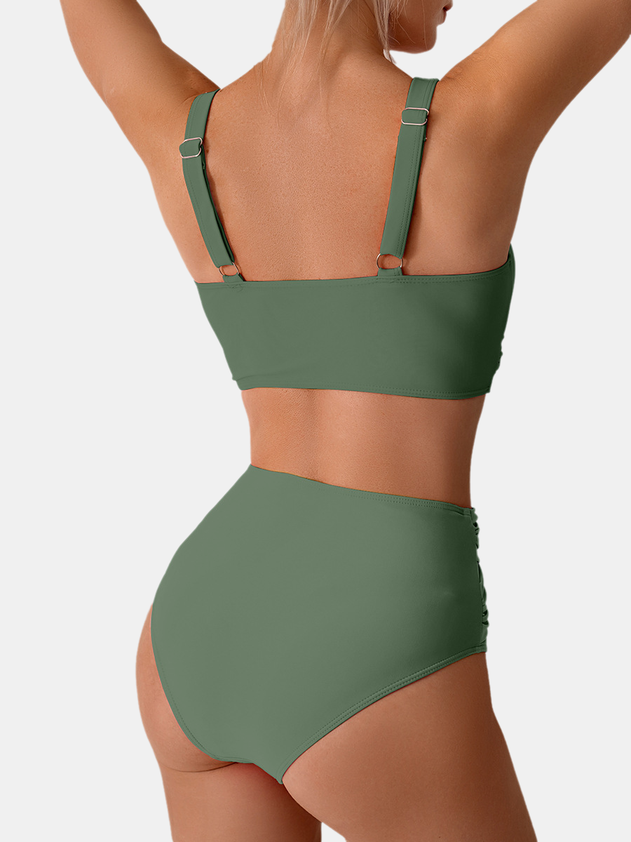 Criss-Cross Tummy Control High Waisted Bikini Set