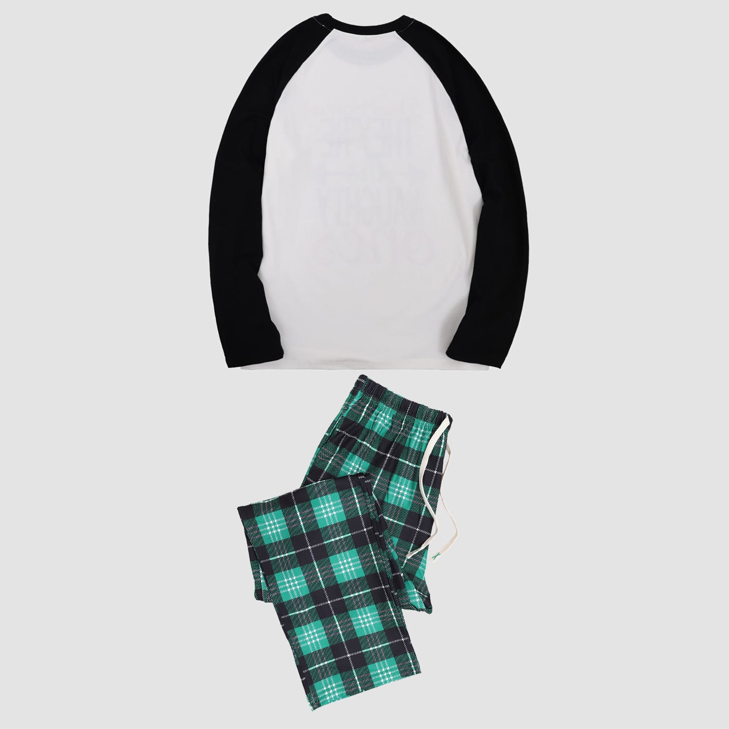 LETTERLOOKS Matching Family Christmas Pajamas Sets Dear Santa They're The Naughty Ones Letter Print Contrast Top and Buffalo Plaid Drawstring Pants