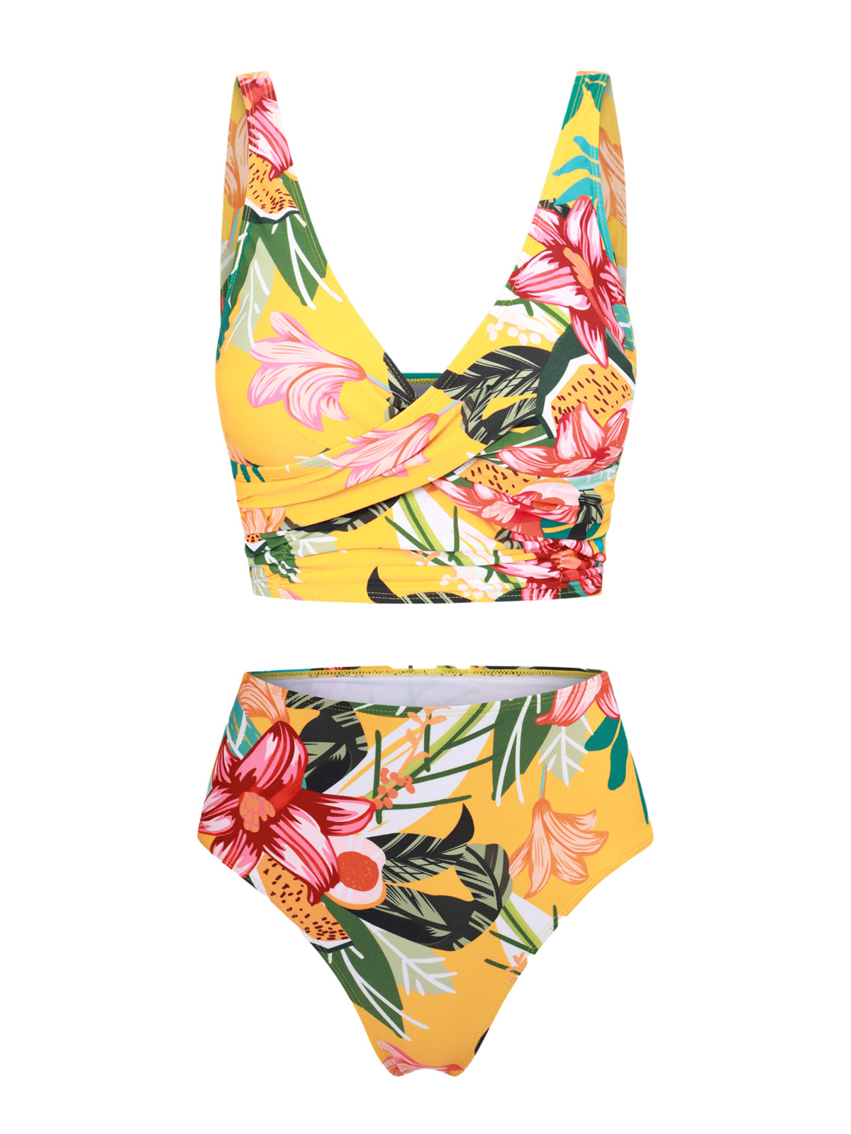 Tropical Botanical Floral Print Bikini Set