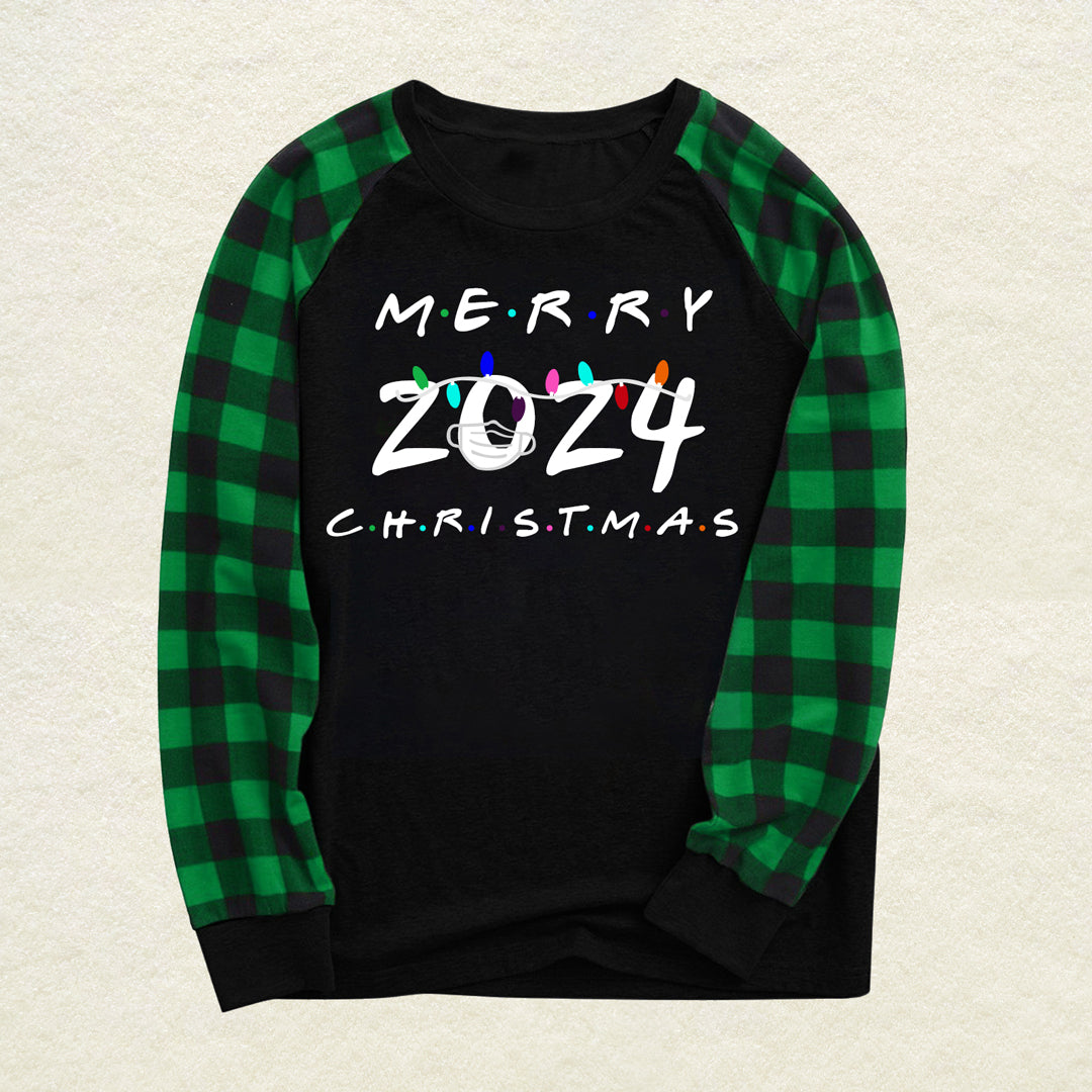 Merry Christmas 2024 Green Plaid Family Matching Pajamas