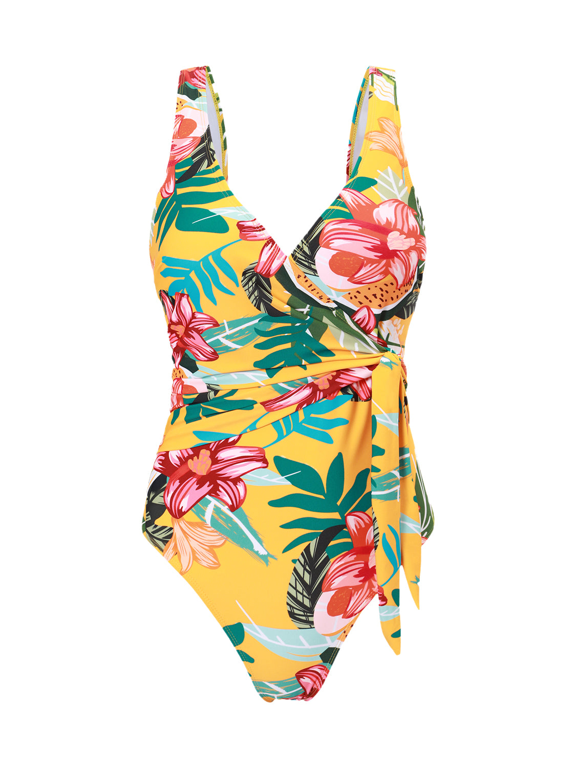 Tropical Botanical Floral Print One-Piece Swimsuit
