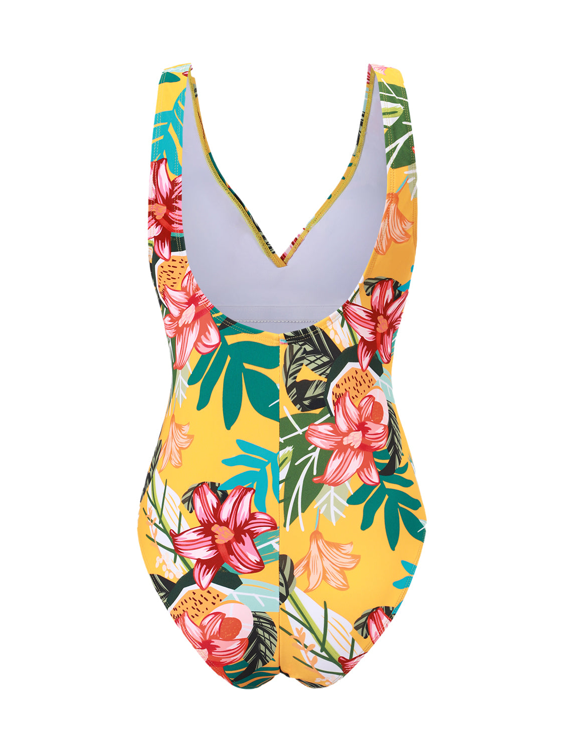 Tropical Botanical Floral Print One-Piece Swimsuit