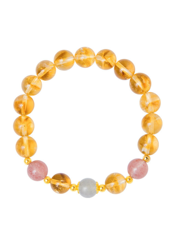 Citrine Strawberry Crystal Beaded Bracelet