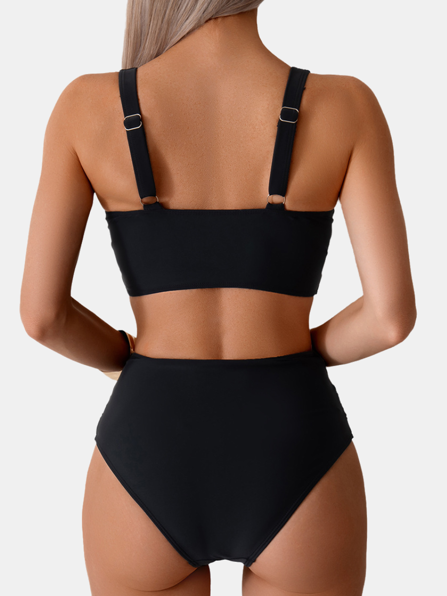 Criss-Cross Tummy Control High Waisted Bikini Set