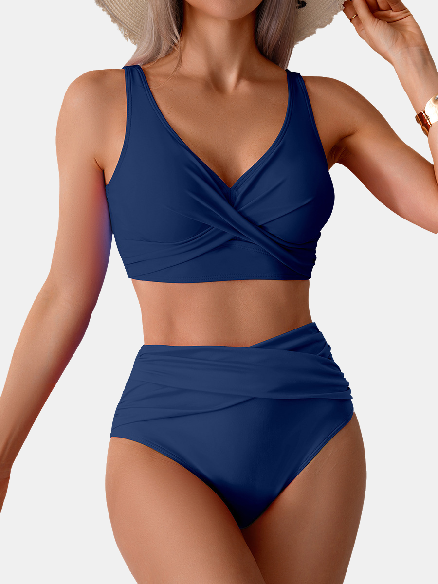 Criss-Cross Tummy Control High Waisted Bikini Set