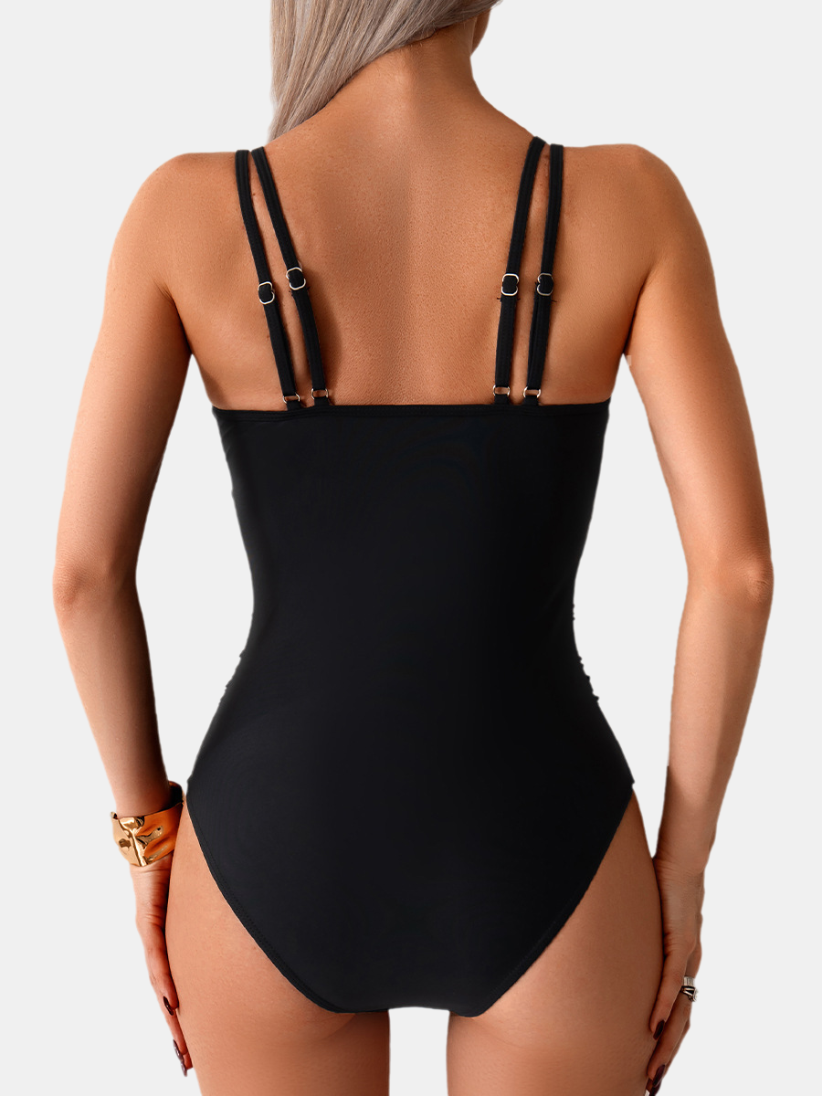 Mesh Ruched Tummy Control One-Piece Swimsuit