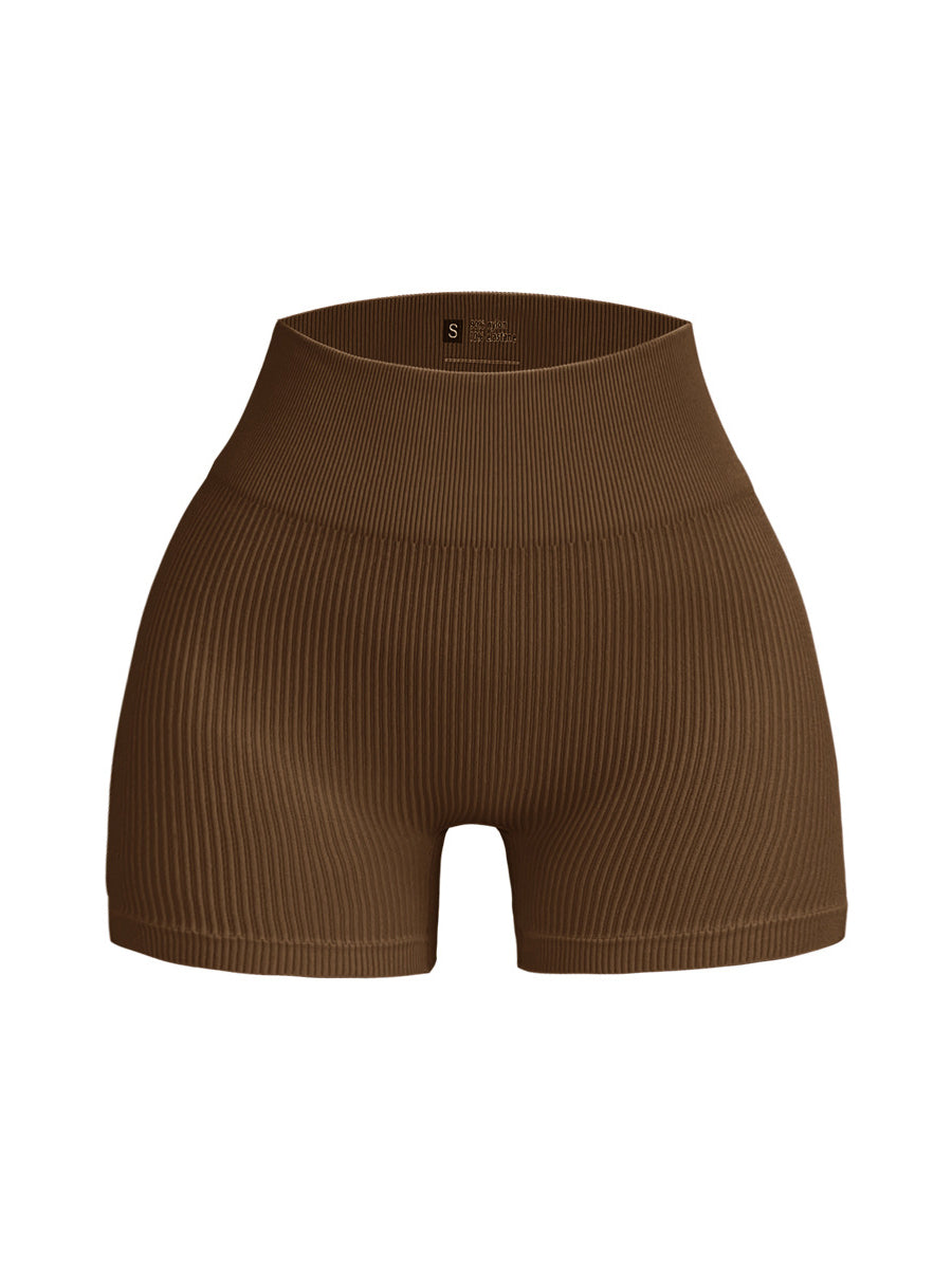 Seamless Ribbed Tummy Control Yoga Shorts