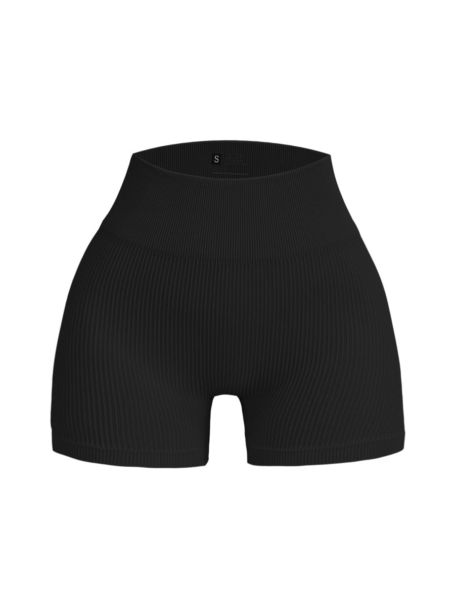 Seamless Ribbed Tummy Control Yoga Shorts